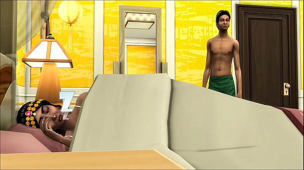 Indian step mom shares her bed with her son after he visited during the night because he had a nightmare and went to bed with her – desi mom and son