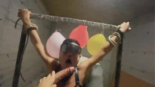 Dominant Girl Mistress tied Bondage Guy in Basement, Sucked and fucked his mouth with dildo, Femdom, Teens