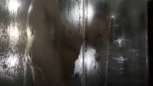 Dick slipped into soapy vagina of petite brunette