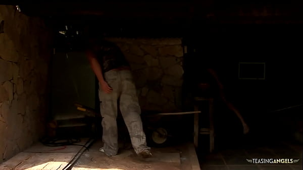 Two gardeners take a break from work to spitroast a sexy Asian teen